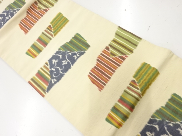 JAPANESE KIMONO / ANTIQUE NAGOYA OBI / FUSHI TSUMUGI / WOVEN FLORAL ARABESQUE